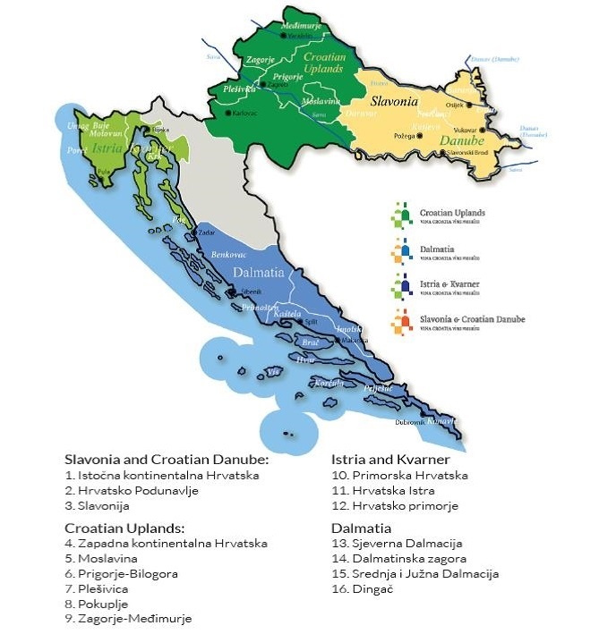 Regiony winiarskie w Chorwacji